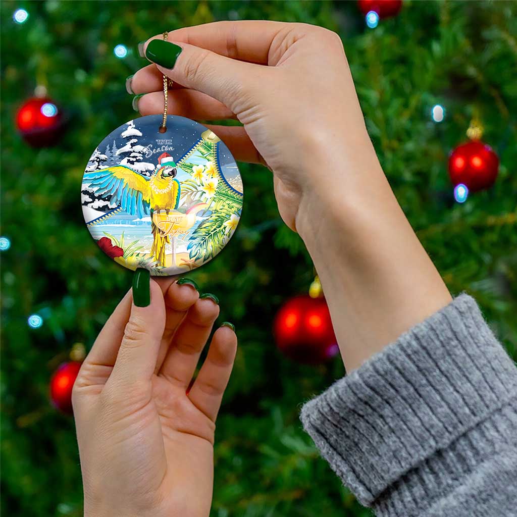 Funny Tropical Christmas Ceramic Ornament Tis The Season To Get Tipsy