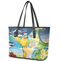Funny Tropical Christmas Leather Tote Bag Tis The Season To Get Tipsy