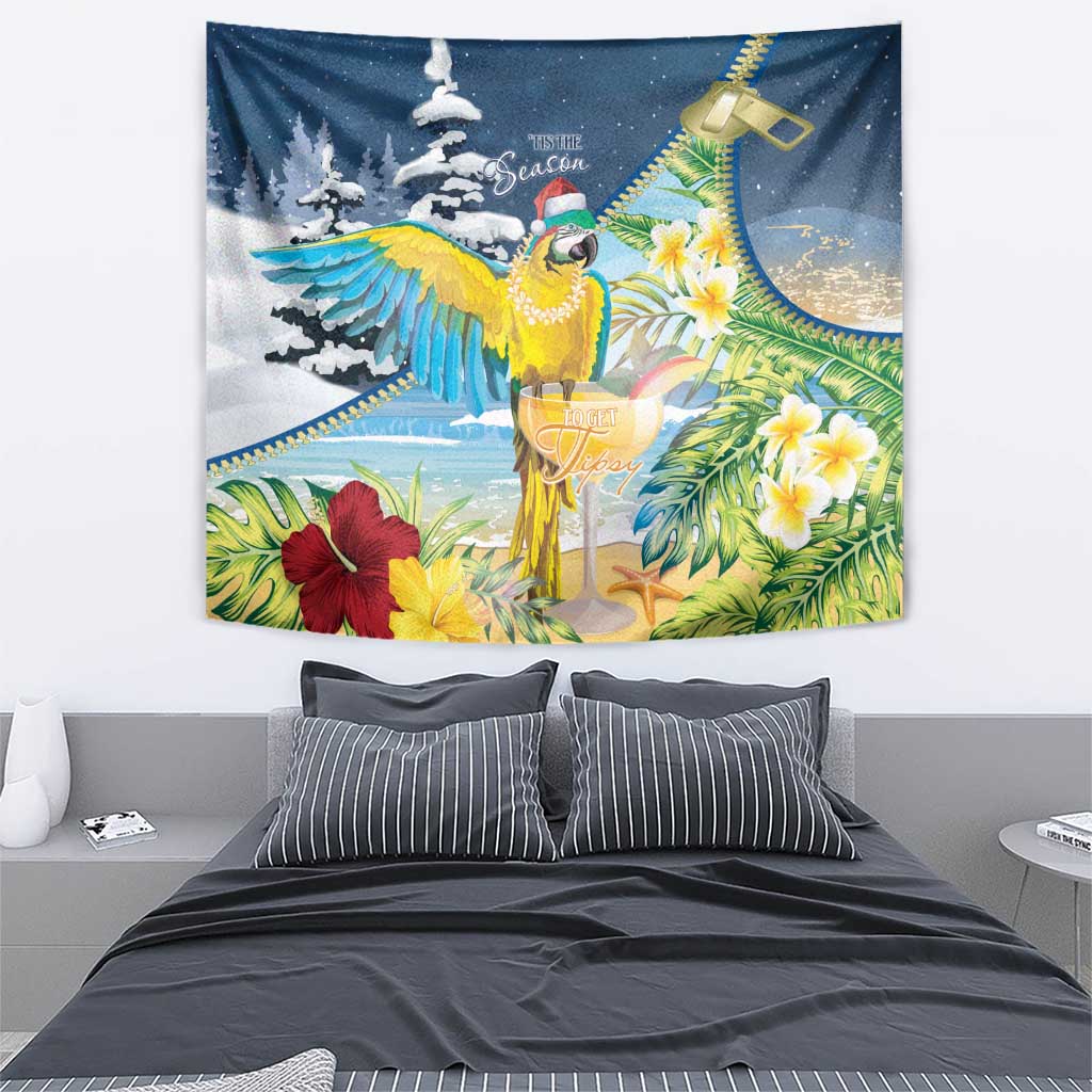 Funny Tropical Christmas Tapestry Tis The Season To Get Tipsy