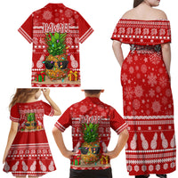 Hawaii Pineapple Christmas Family Matching Off Shoulder Maxi Dress and Hawaiian Shirt Mele Kalikimaka LT7 - Polynesian Pride
