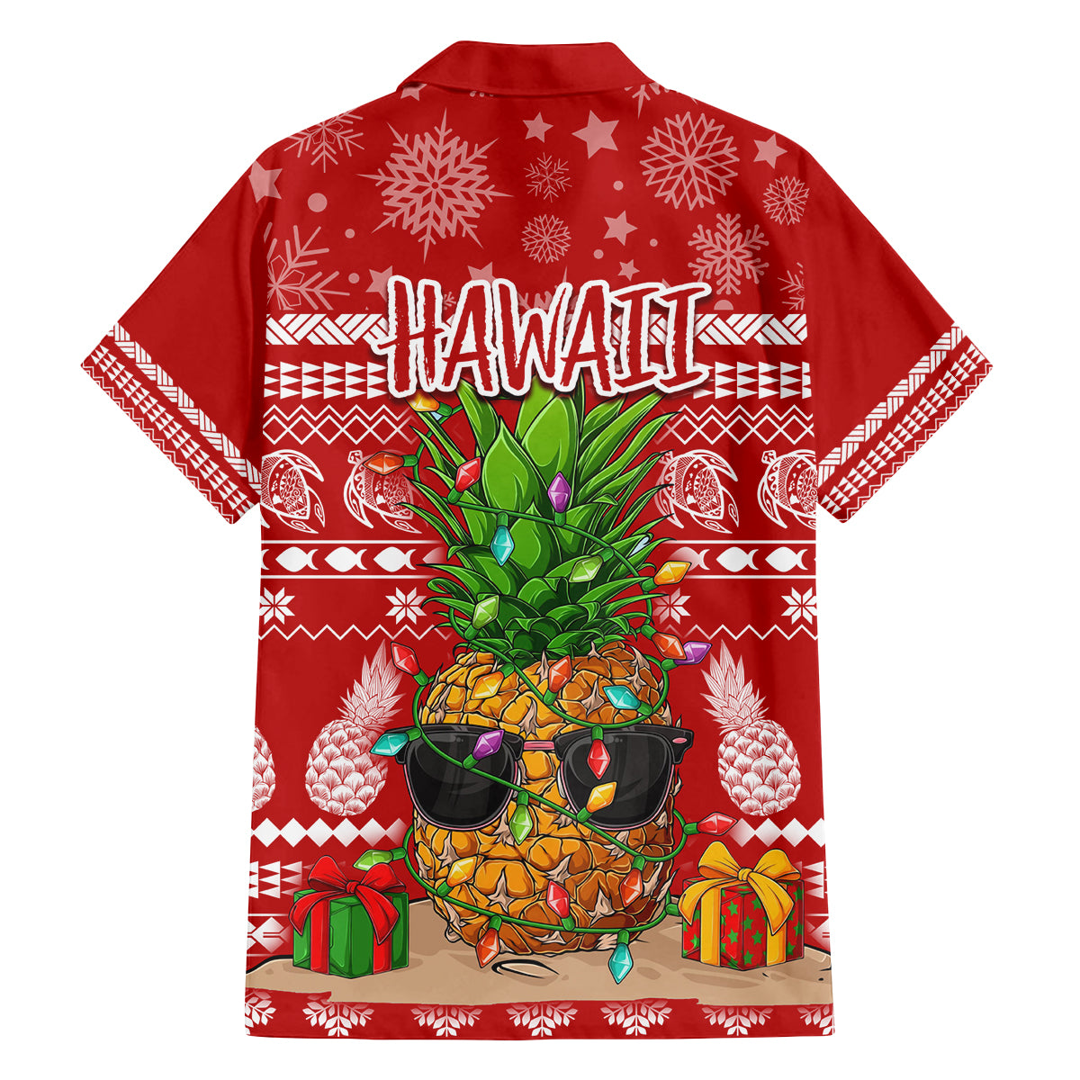 Hawaii Pineapple Christmas Family Matching Tank Maxi Dress and Hawaiian Shirt Mele Kalikimaka LT7 - Polynesian Pride