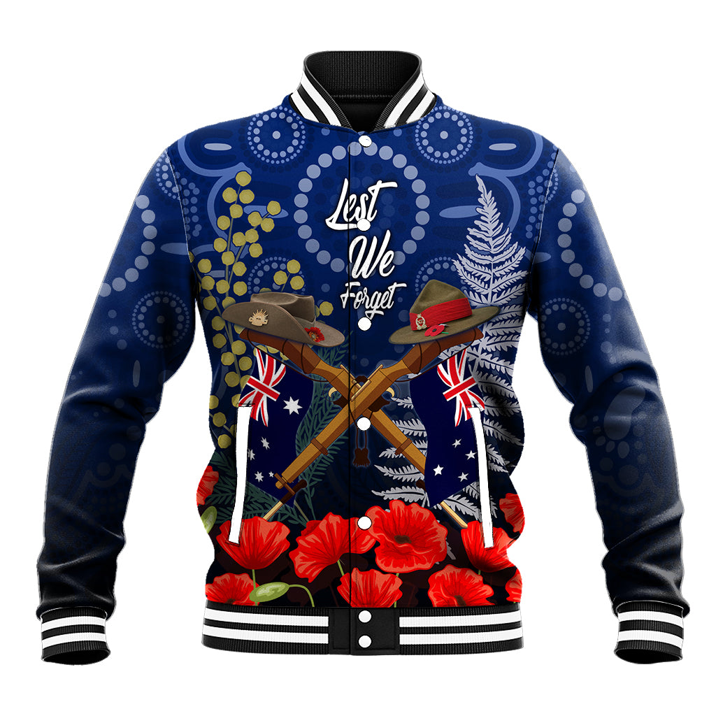Anzac Baseball Jacket Ausralia Aboriginal Mix New Zealand Slouch Hats LT7 Unisex Blue - Polynesian Pride