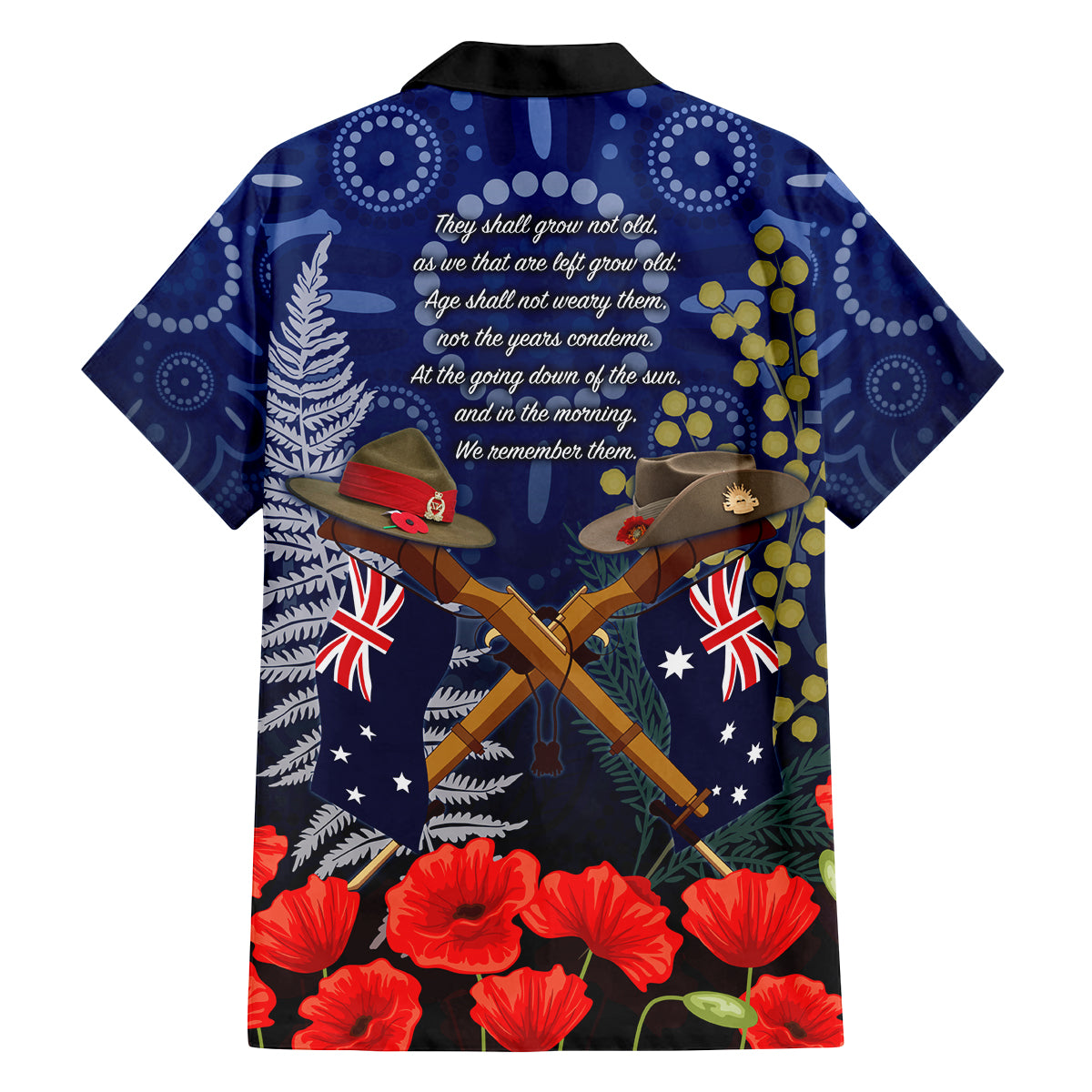 Anzac Family Matching Off Shoulder Short Dress and Hawaiian Shirt Ausralia Aboriginal Mix New Zealand Slouch Hats LT7 - Polynesian Pride