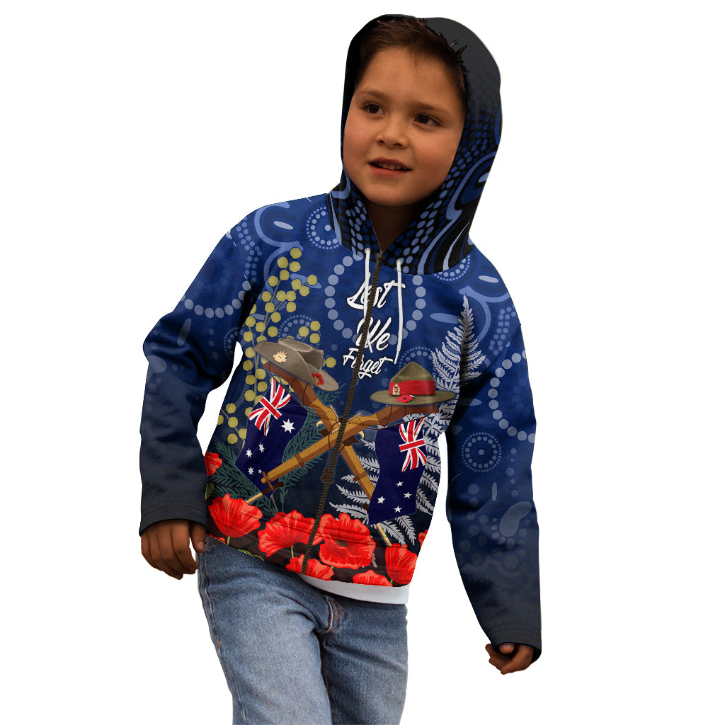 Anzac Kid Hoodie Ausralia Aboriginal Mix New Zealand Slouch Hats LT7 - Polynesian Pride