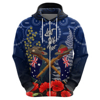 Anzac Zip Hoodie Ausralia Aboriginal Mix New Zealand Slouch Hats LT7 - Polynesian Pride