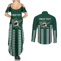 Hawaii Rainbow Warriors Personalized Couples Matching Summer Maxi Dress and Long Sleeve Button Shirt Kakau Ikaika Laau Pama LT7 - Polynesian Pride