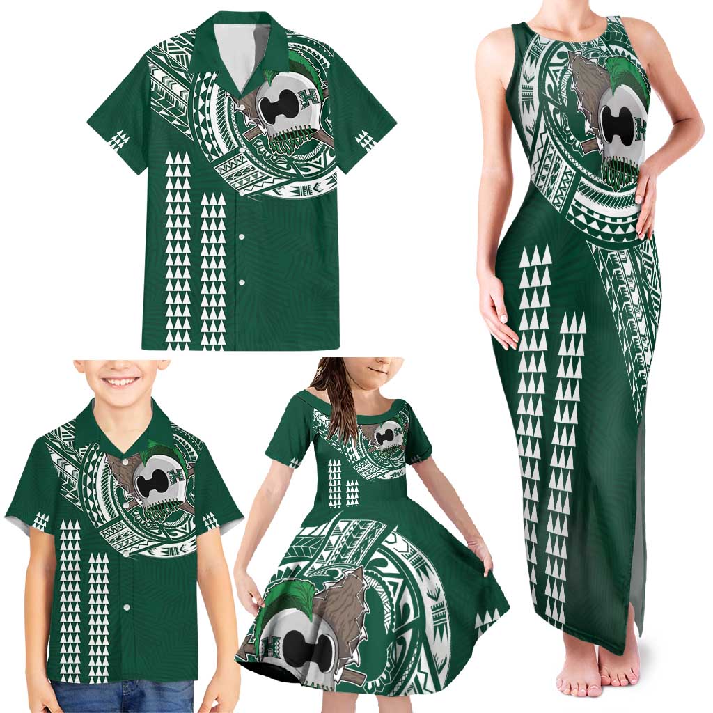 Hawaii Rainbow Warriors Personalized Family Matching Tank Maxi Dress and Hawaiian Shirt Kakau Ikakai Laau Pama