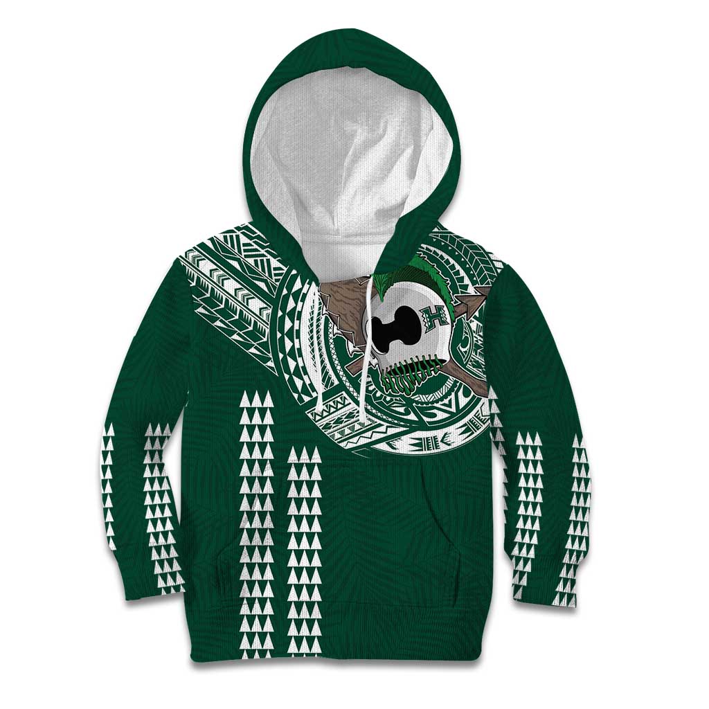 Hawaii Rainbow Warriors Personalized Kid Hoodie Kakau Ikaika Laau Pama LT7 Hoodie Green - Polynesian Pride