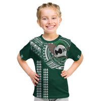 Hawaii Rainbow Warriors Personalized Kid T Shirt Kakau Ikaika Laau Pama LT7 Green - Polynesian Pride