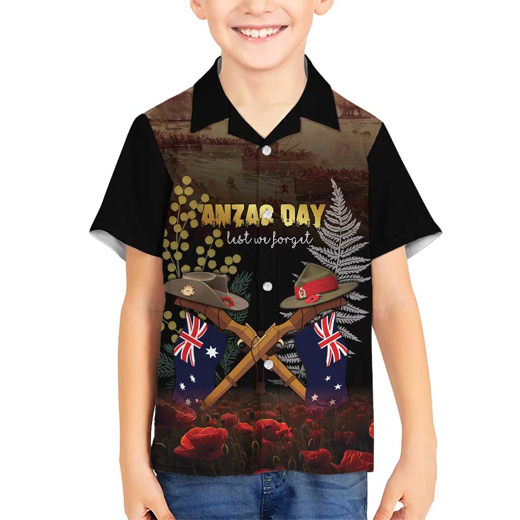 Australia - New Zealand ANZAC Family Matching Short Sleeve Bodycon Dress and Hawaiian Shirt Gallipoli ANZAC Cove Landing
