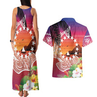 Kia Orana Cook Islands Couples Matching Tank Maxi Dress and Hawaiian Shirt Sunset Dream
