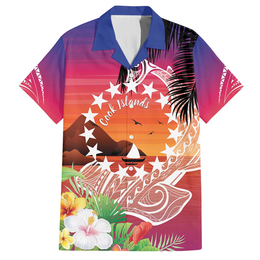 Kia Orana Cook Islands Family Matching Long Sleeve Bodycon Dress and Hawaiian Shirt Sunset Dream