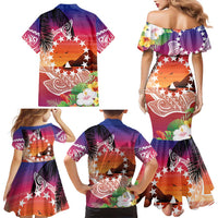 Kia Orana Cook Islands Family Matching Mermaid Dress and Hawaiian Shirt Sunset Dream