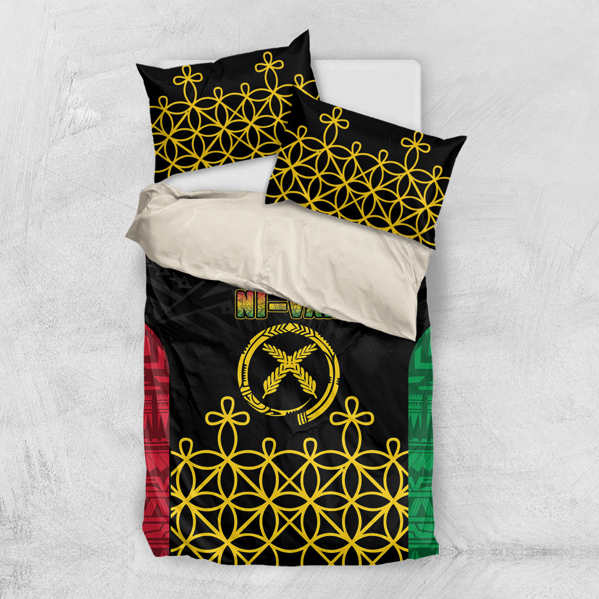 Vanuatu Indipendens Dei Bedding Set Tribal Sand Drawing