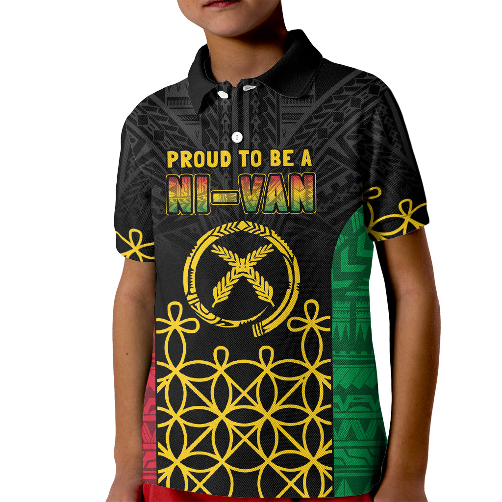 Vanuatu Indipendens Dei Kid Polo Shirt Tribal Sand Drawing