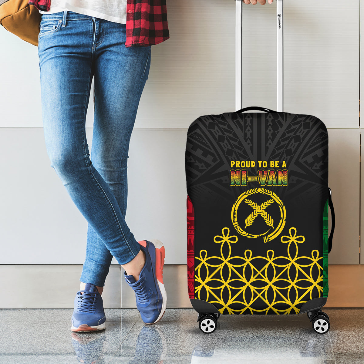 Vanuatu Indipendens Dei Luggage Cover Tribal Sand Drawing