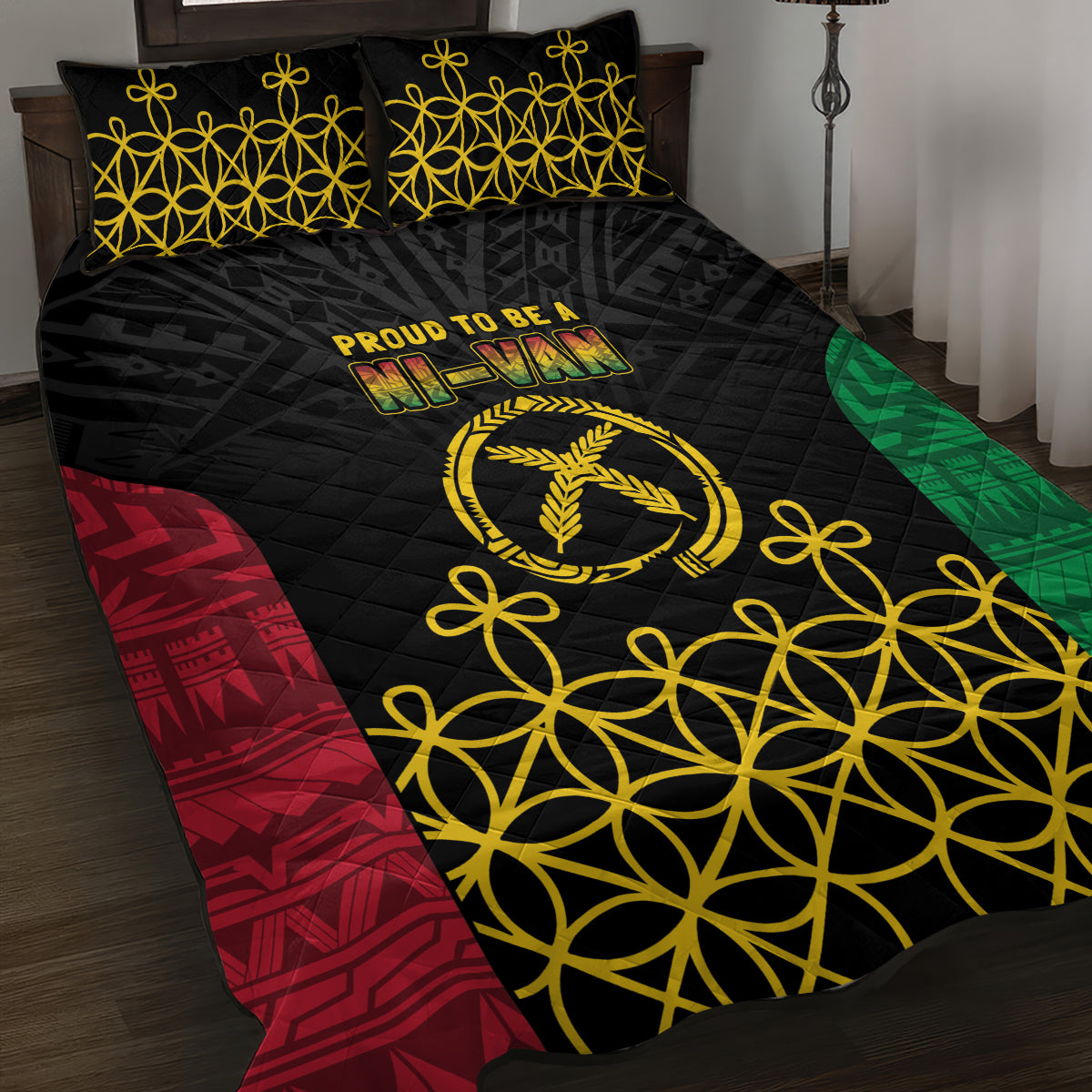 Vanuatu Indipendens Dei Quilt Bed Set Tribal Sand Drawing