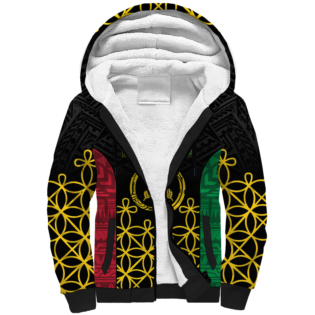 Vanuatu Indipendens Dei Sherpa Hoodie Tribal Sand Drawing