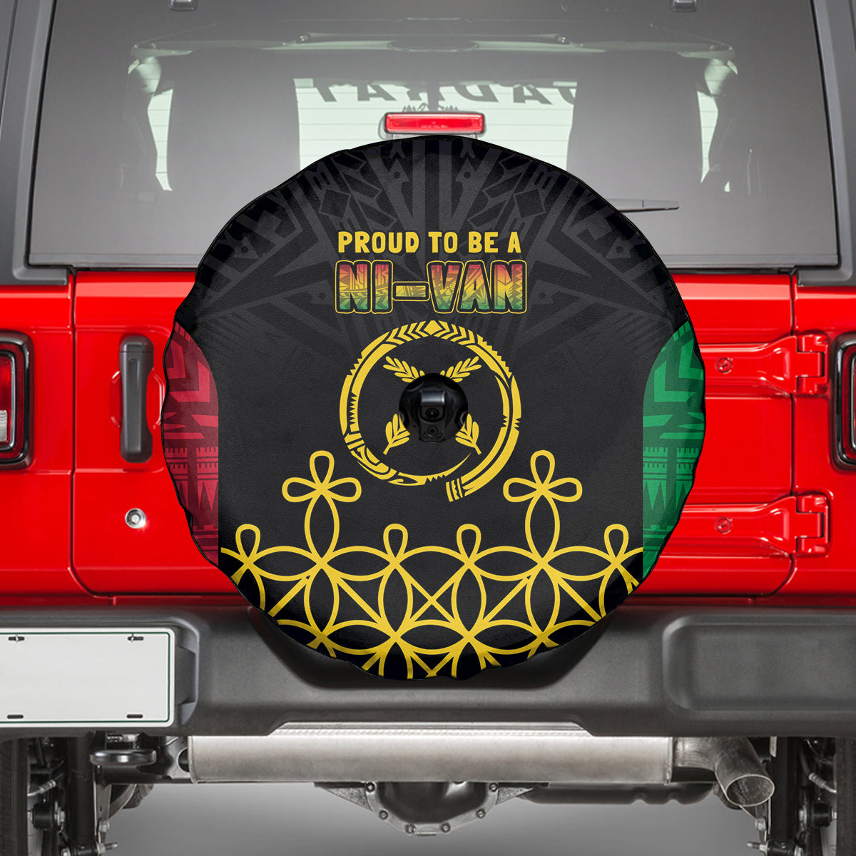 Vanuatu Indipendens Dei Spare Tire Cover Tribal Sand Drawing