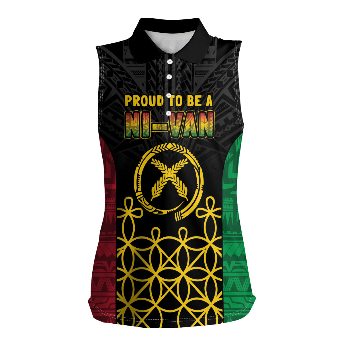 Vanuatu Indipendens Dei Women Sleeveless Polo Shirt Tribal Sand Drawing