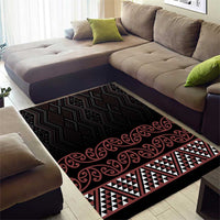 Maori Taniko Patterns Area Rug Brown Niho Taniwha Mix Paatiki Motifs