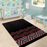 Maori Taniko Patterns Area Rug Brown Niho Taniwha Mix Paatiki Motifs