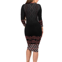 Maori Taniko Patterns Family Matching Long Sleeve Bodycon Dress and Hawaiian Shirt Brown Niho Taniwha Mix Paatiki Motifs