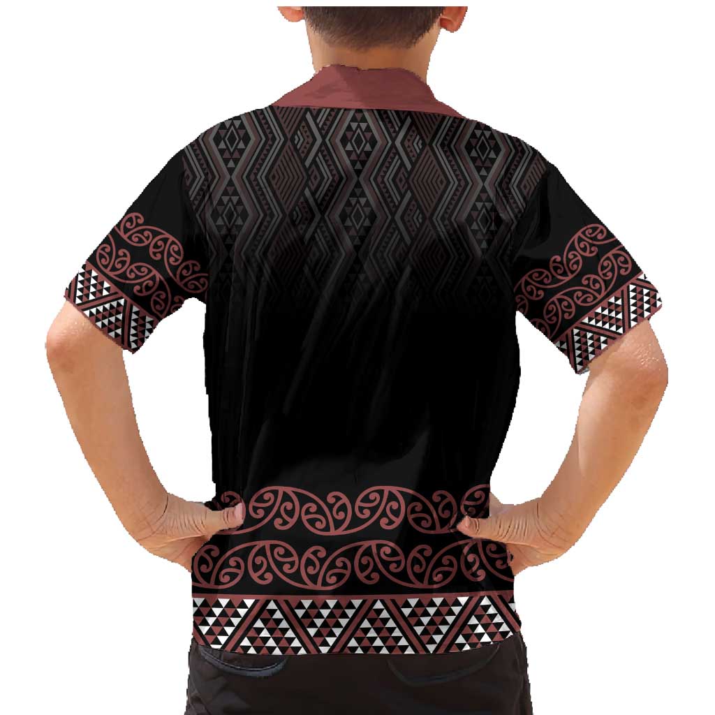 Maori Taniko Patterns Family Matching Mermaid Dress and Hawaiian Shirt Brown Niho Taniwha Mix Paatiki Motifs