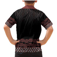 Maori Taniko Patterns Family Matching Mermaid Dress and Hawaiian Shirt Brown Niho Taniwha Mix Paatiki Motifs