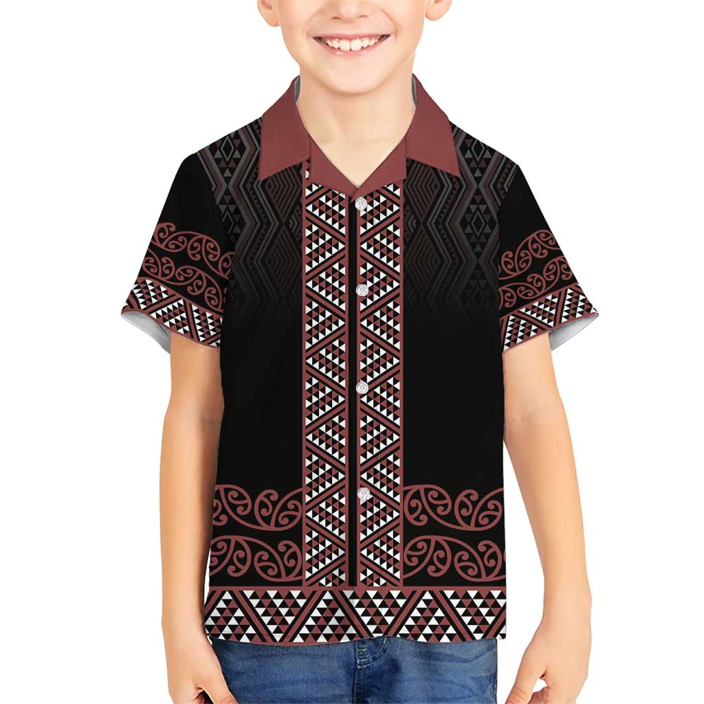 Maori Taniko Patterns Family Matching Short Sleeve Bodycon Dress and Hawaiian Shirt Brown Niho Taniwha Mix Paatiki Motifs