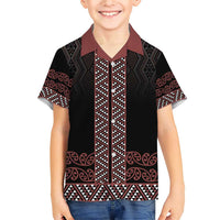 Maori Taniko Patterns Family Matching Short Sleeve Bodycon Dress and Hawaiian Shirt Brown Niho Taniwha Mix Paatiki Motifs