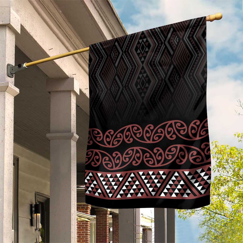 Maori Taniko Patterns Garden Flag Brown Niho Taniwha Mix Paatiki Motifs