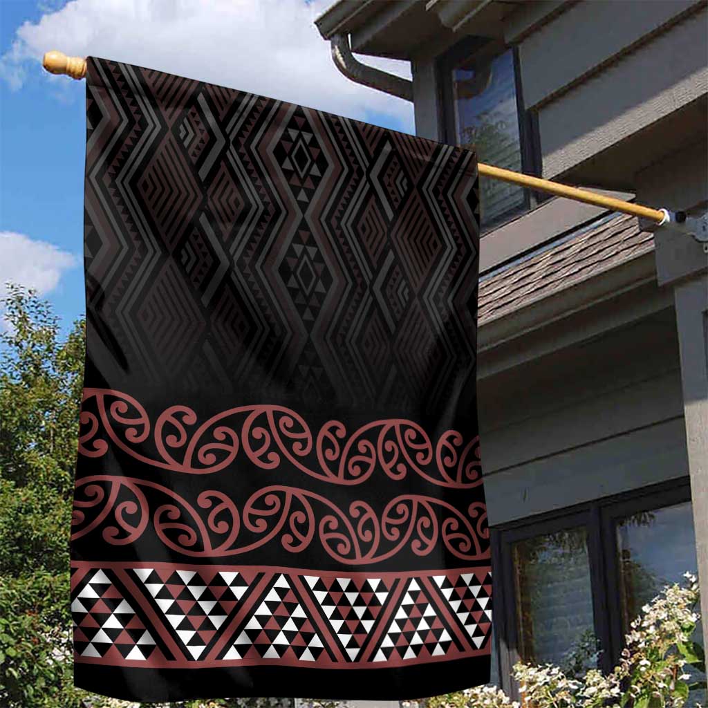 Maori Taniko Patterns Garden Flag Brown Niho Taniwha Mix Paatiki Motifs