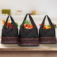 Maori Taniko Patterns Grocery Bag Brown Niho Taniwha Mix Paatiki Motifs