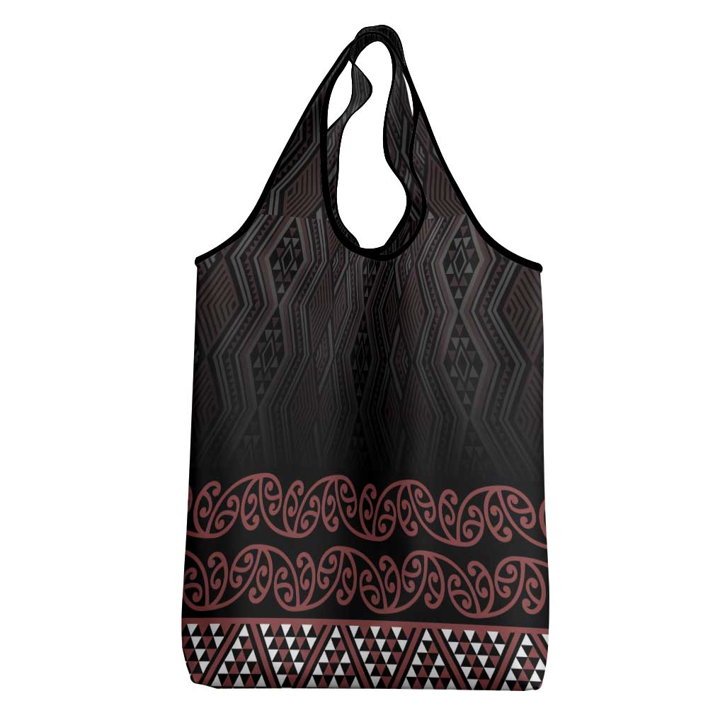 Maori Taniko Patterns Grocery Bag Brown Niho Taniwha Mix Paatiki Motifs