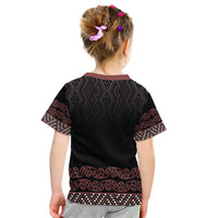 Maori Taniko Patterns Kid T Shirt Brown Niho Taniwha Mix Paatiki Motifs LT7 - Polynesian Pride