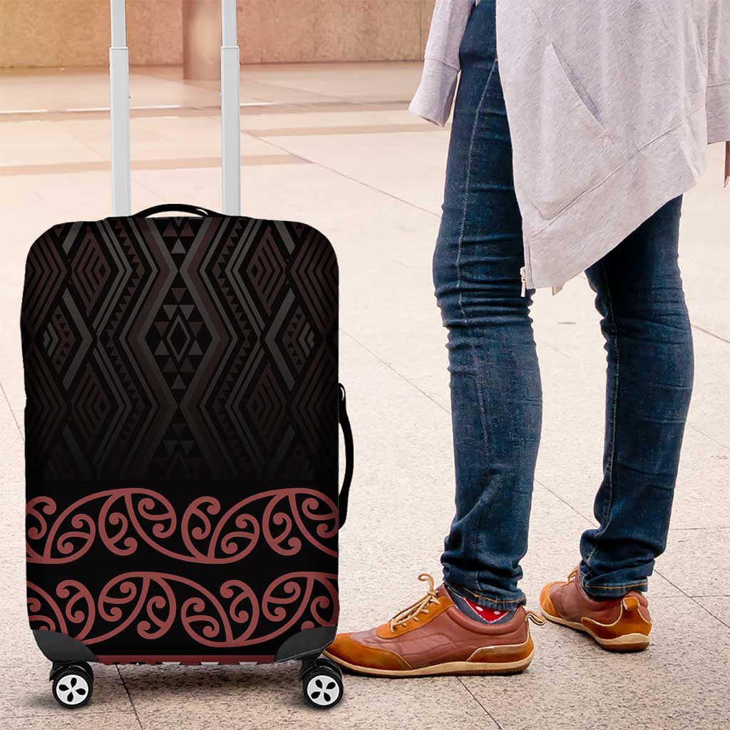Maori Taniko Patterns Luggage Cover Brown Niho Taniwha Mix Paatiki Motifs