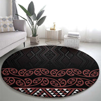 Maori Taniko Patterns Round Carpet Brown Niho Taniwha Mix Paatiki Motifs