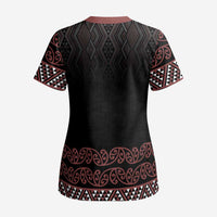 Maori Taniko Patterns Scrub Top Brown Niho Taniwha Mix Paatiki Motifs - Polynesian Pride