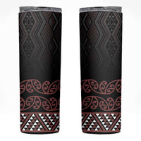 Maori Taniko Patterns Skinny Tumbler Brown Niho Taniwha Mix Paatiki Motifs