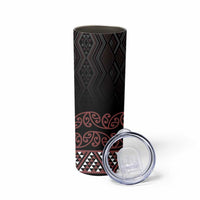 Maori Taniko Patterns Skinny Tumbler Brown Niho Taniwha Mix Paatiki Motifs