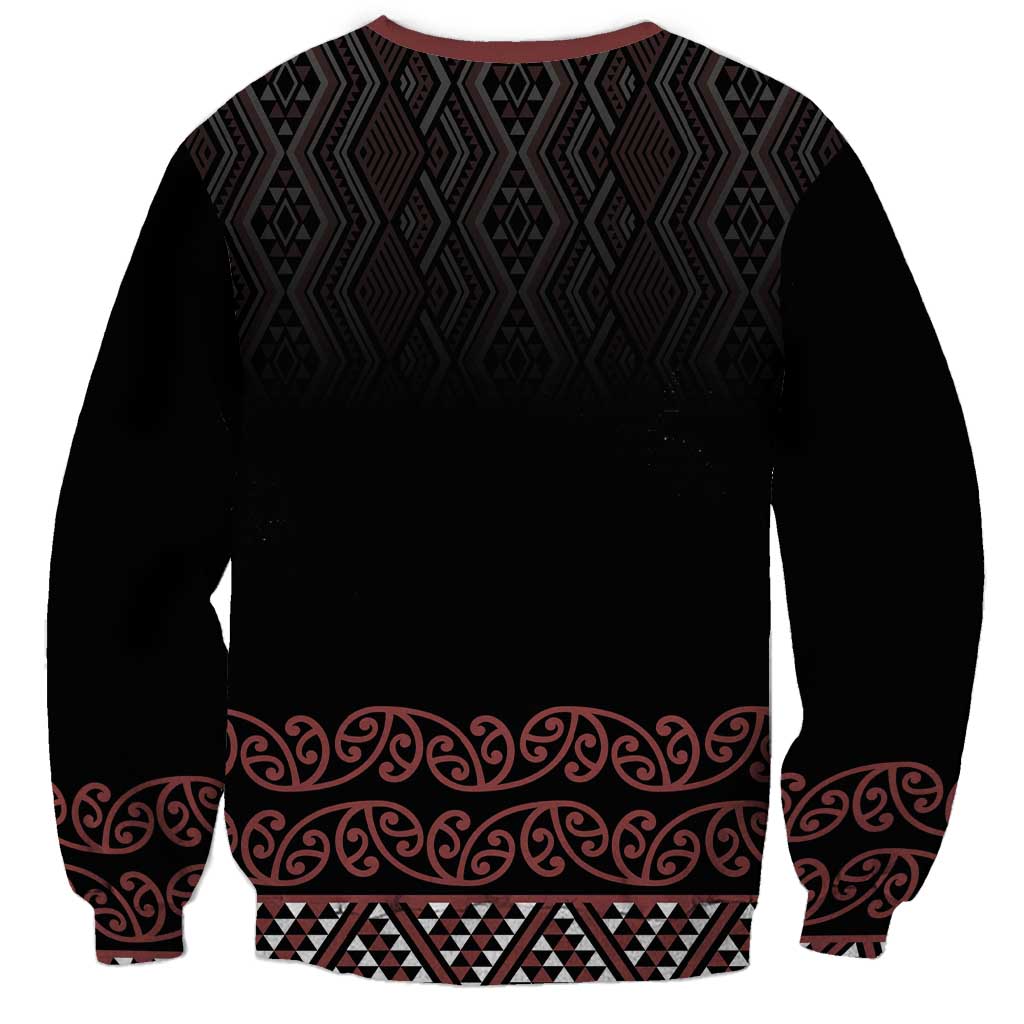 Maori Taniko Patterns Sweatshirt Brown Niho Taniwha Mix Paatiki Motifs