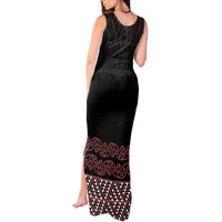 Maori Taniko Patterns Tank Maxi Dress Brown Niho Taniwha Mix Paatiki Motifs