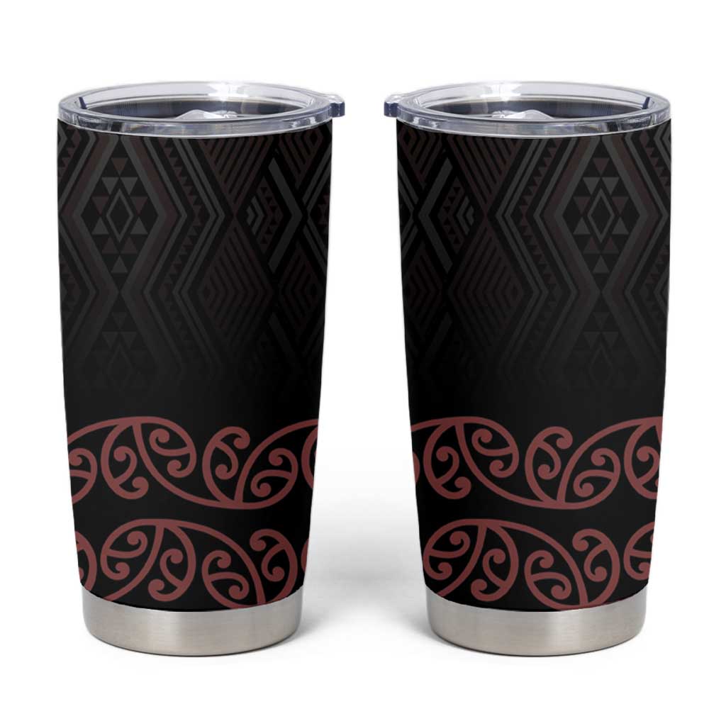 Maori Taniko Patterns Tumbler Cup Brown Niho Taniwha Mix Paatiki Motifs