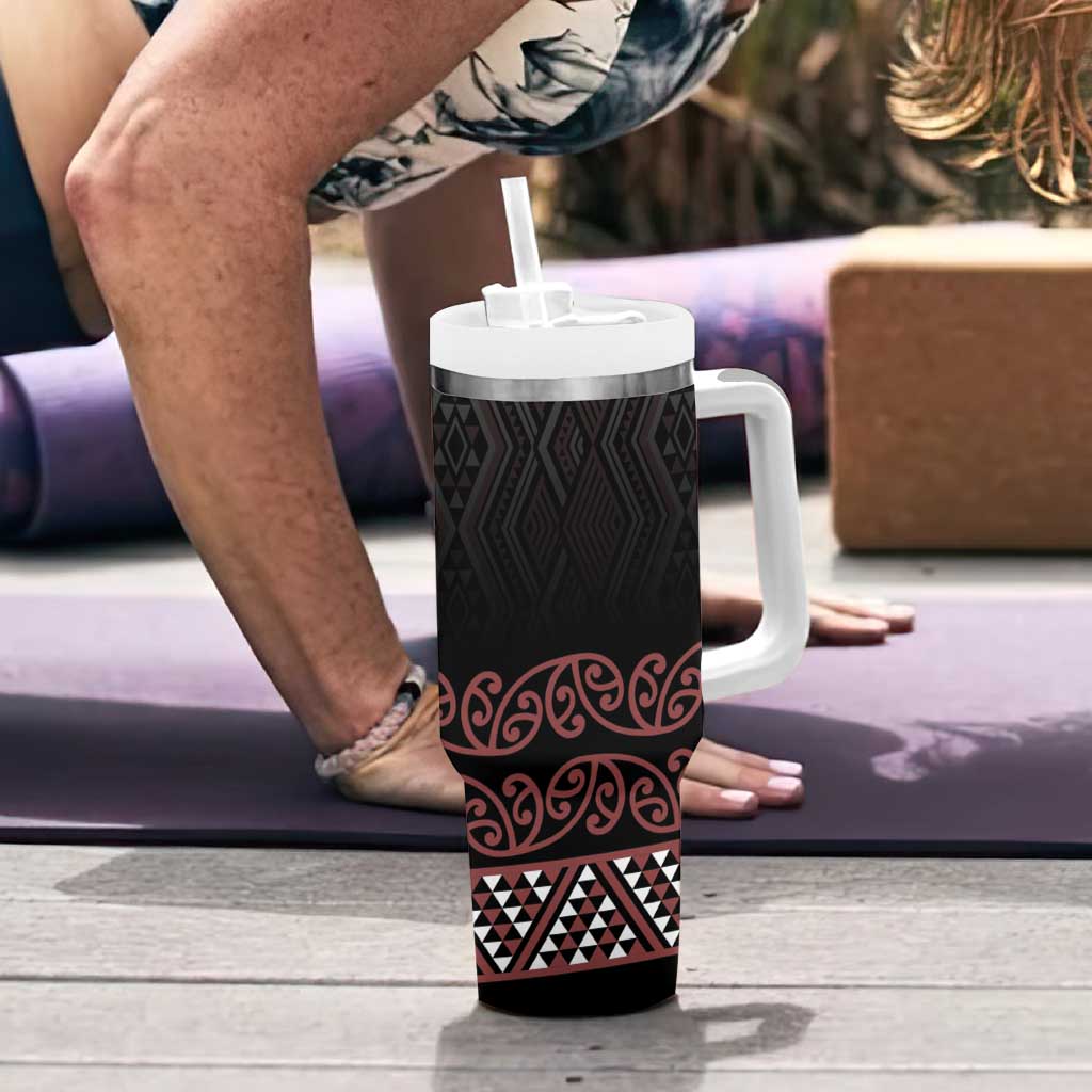 Maori Taniko Patterns Tumbler With Handle Brown Niho Taniwha Mix Paatiki Motifs