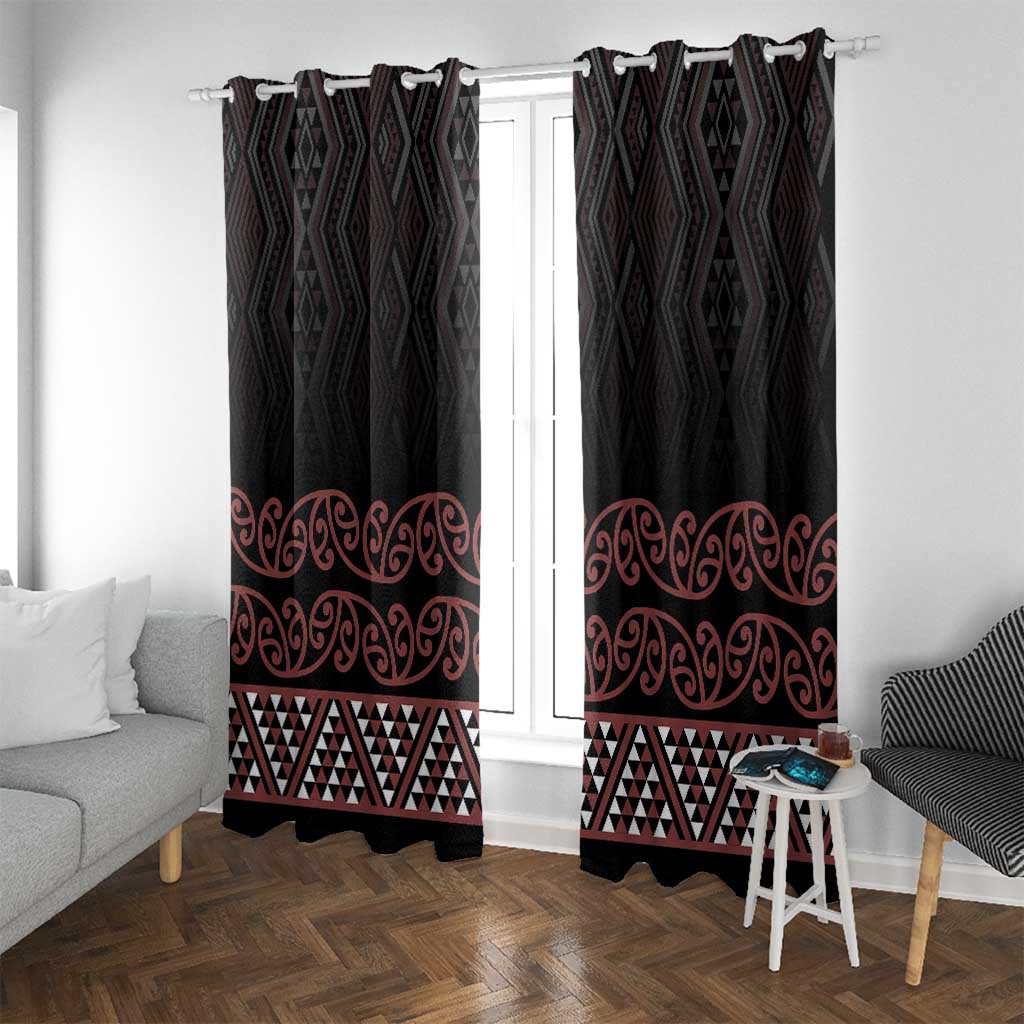 Maori Taniko Patterns Window Curtain Brown Niho Taniwha Mix Paatiki Motifs