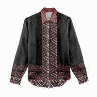 Maori Taniko Patterns Women Casual Shirt Brown Niho Taniwha Mix Paatiki Motifs LT7 - Polynesian Pride
