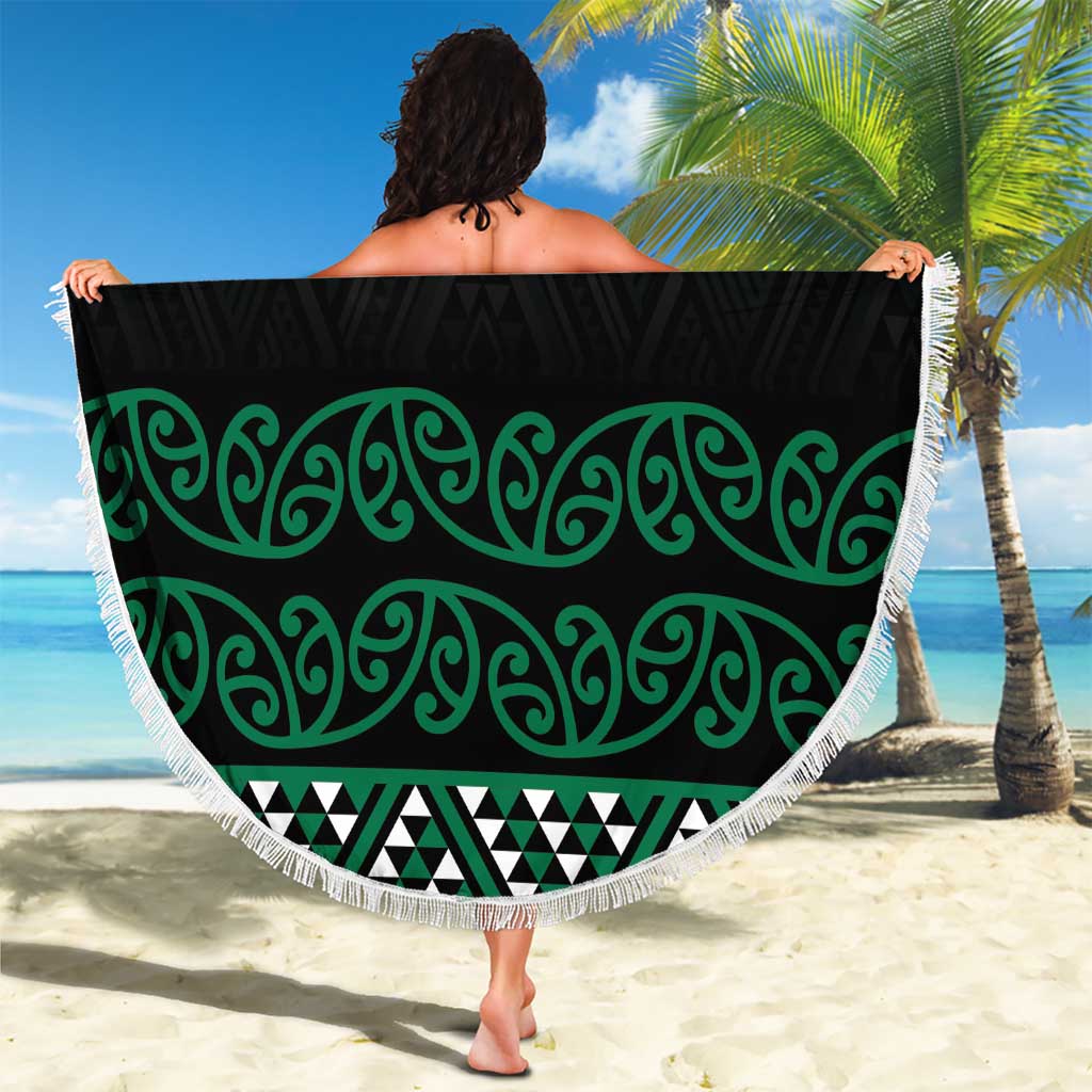 Maori Taniko Patterns Beach Blanket Pounamu Niho Taniwha Mix Paatiki Motifs