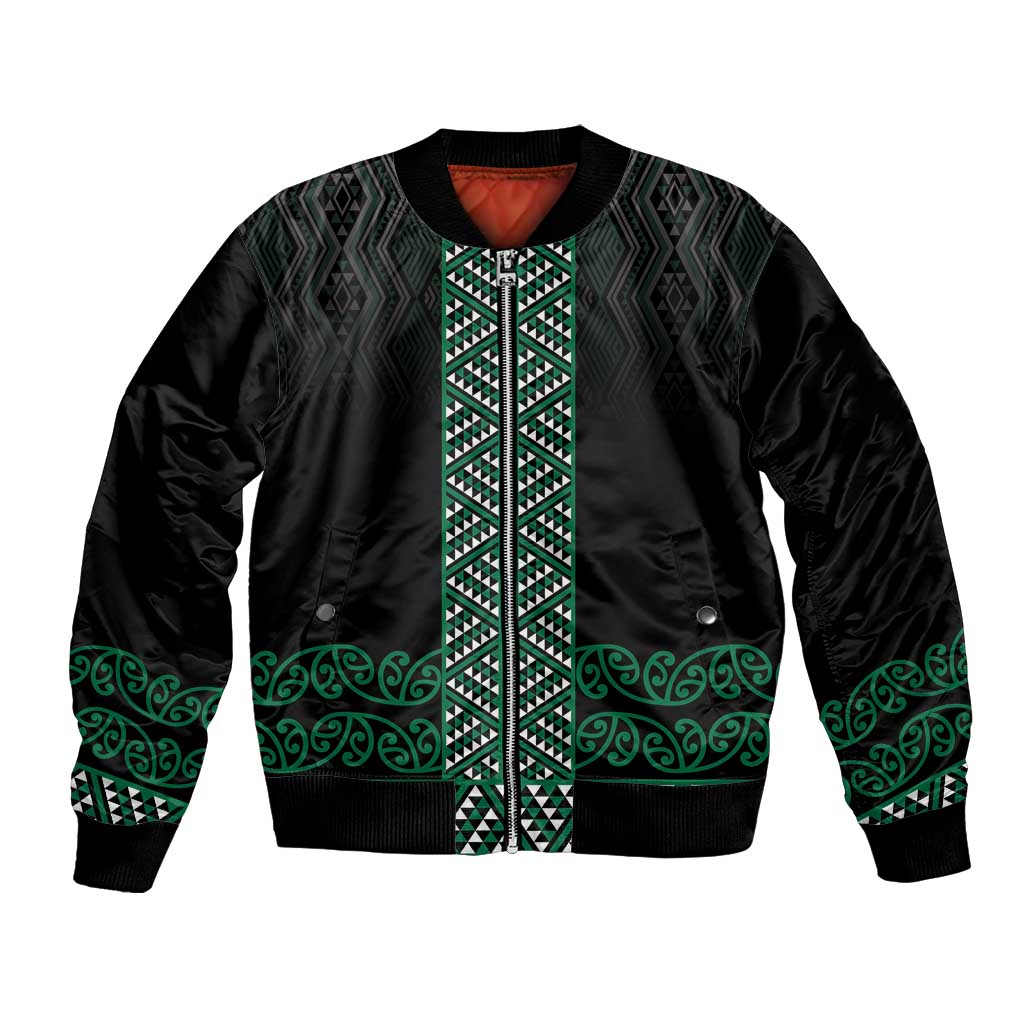 Maori Taniko Patterns Bomber Jacket Pounamu Niho Taniwha Mix Paatiki Motifs