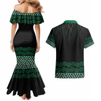 Maori Taniko Patterns Couples Matching Mermaid Dress and Hawaiian Shirt Pounamu Niho Taniwha Mix Paatiki Motifs LT7 - Polynesian Pride